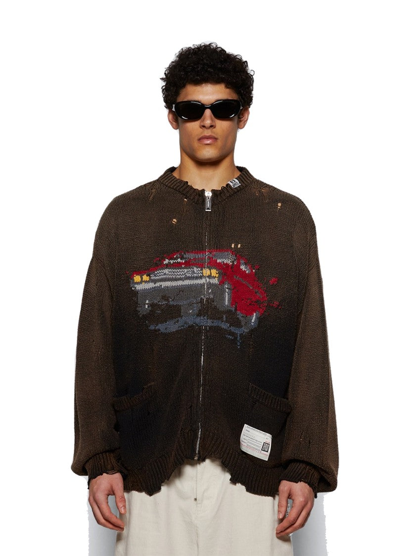 Maison Mihara Yasuhiro Car Jacquard Knit Cardigan Black