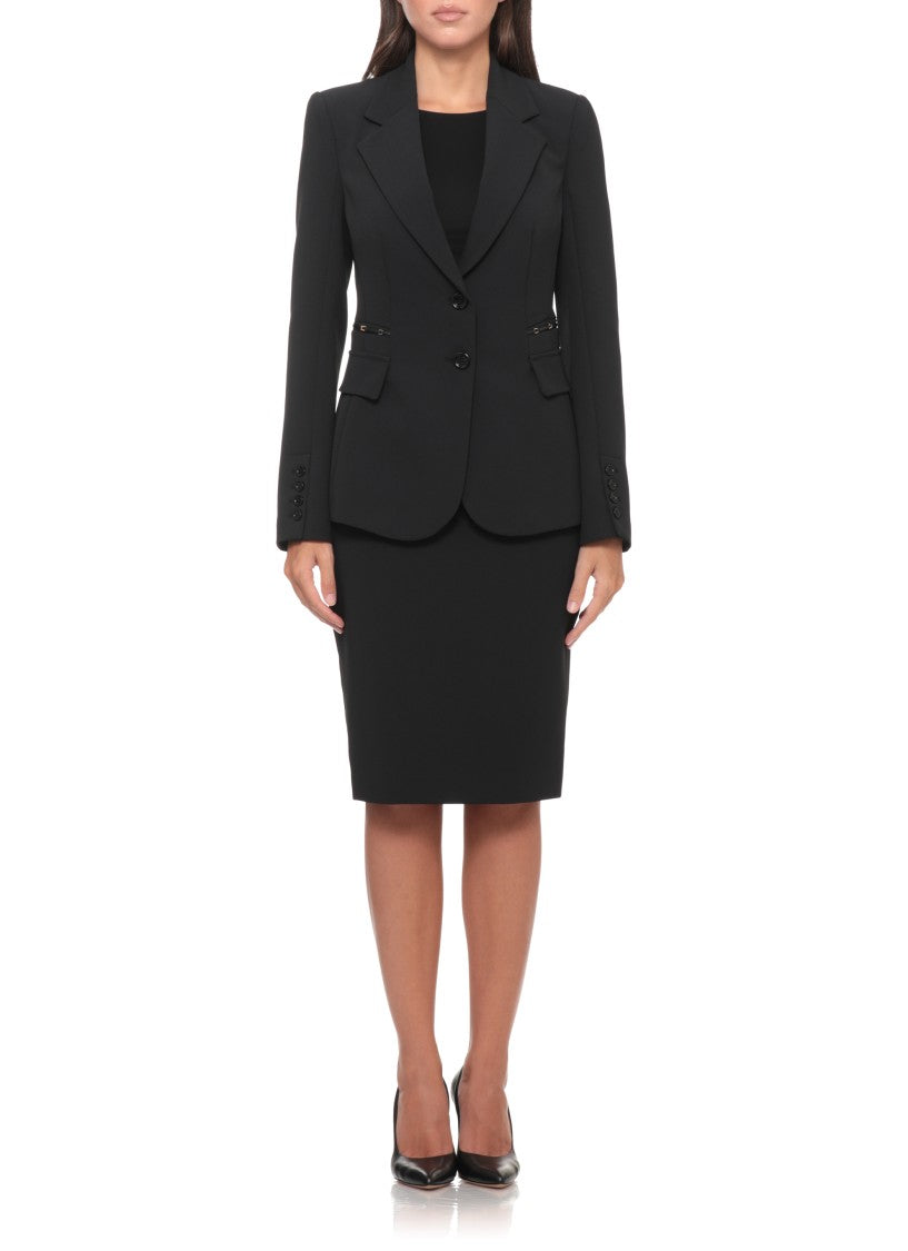Elisabetta Franchi Tailored Black Jacket With Button Closure And Gold Accents
