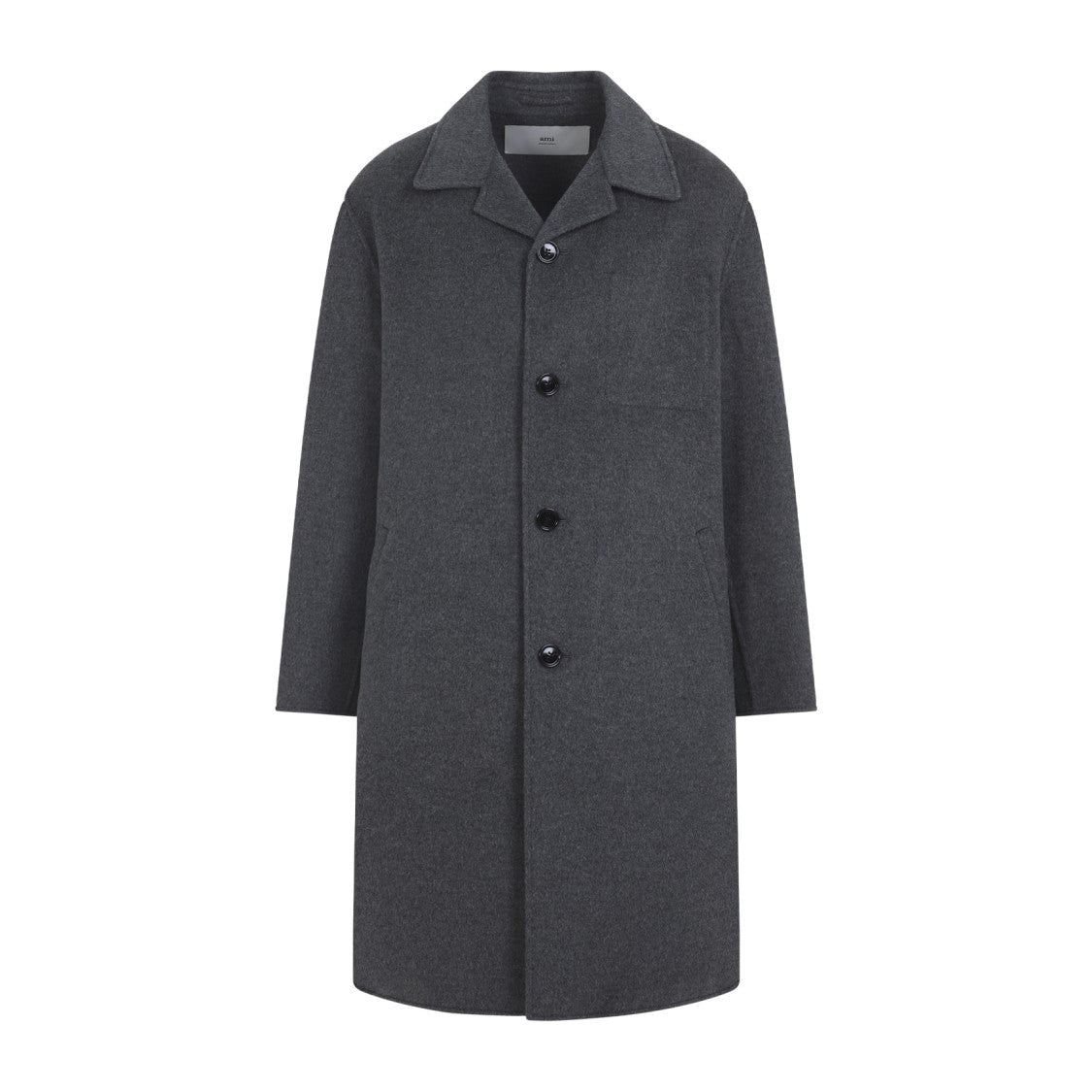 Ami Paris Car Grey Wool Coat