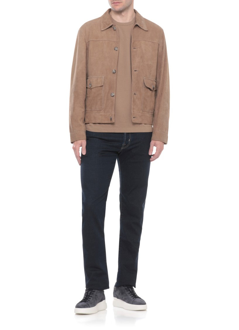 The Jack Leathers Beige Bayonne Suede Leather Jacket