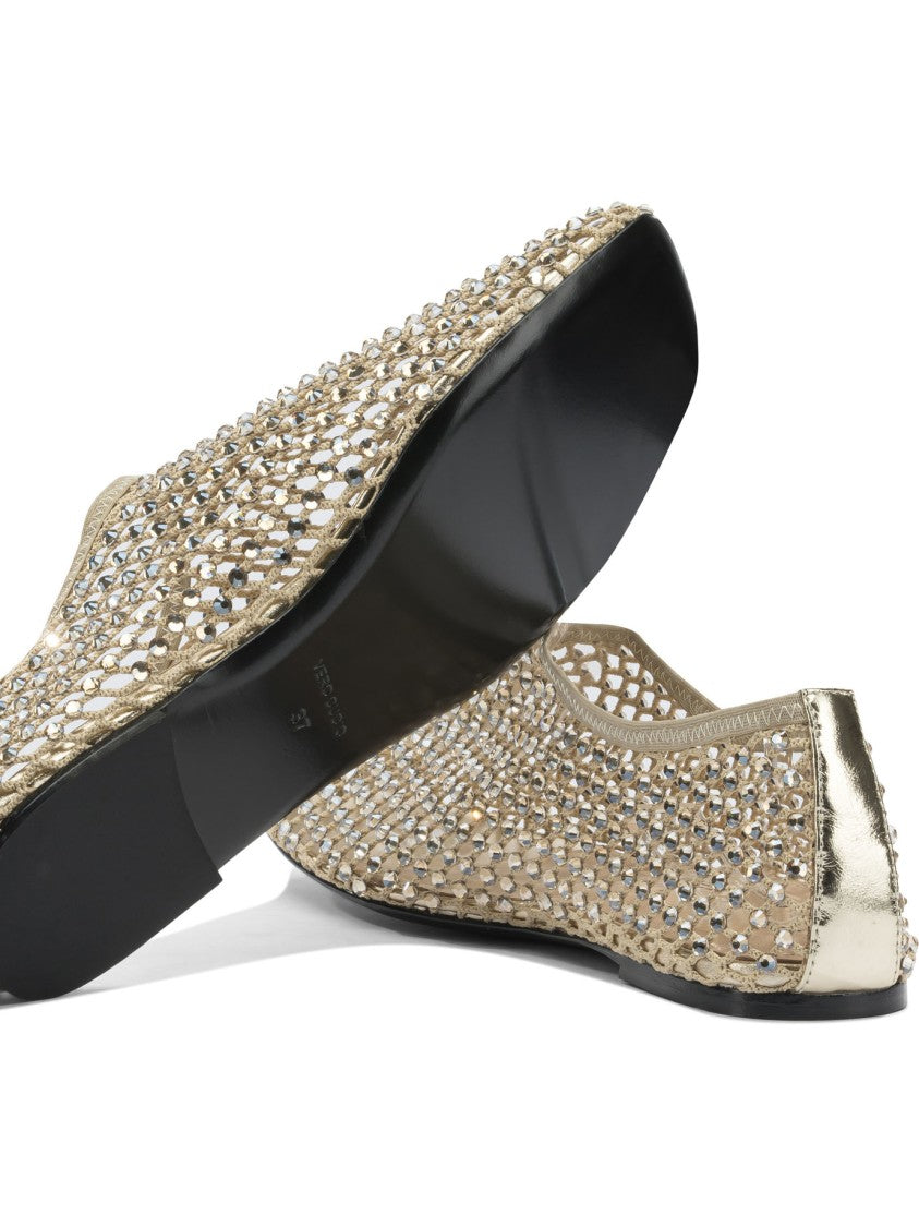 Strategia Reflective Mesh Ballerinas With Pointed Toe