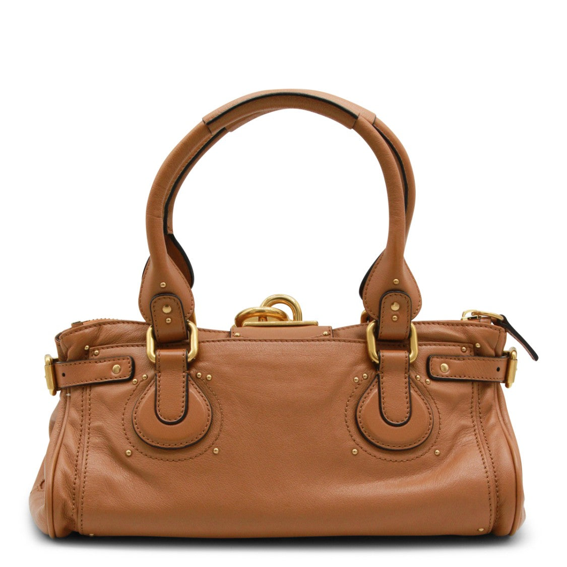 Chloé Structured Brown Leather Paddington Top Handle Bag