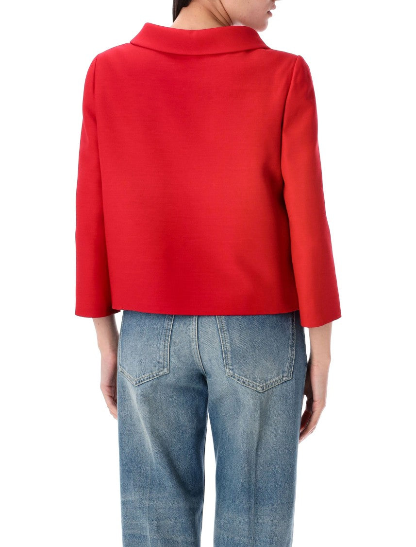 Valentino Garavani Cropped Jacket Crepe Coutre