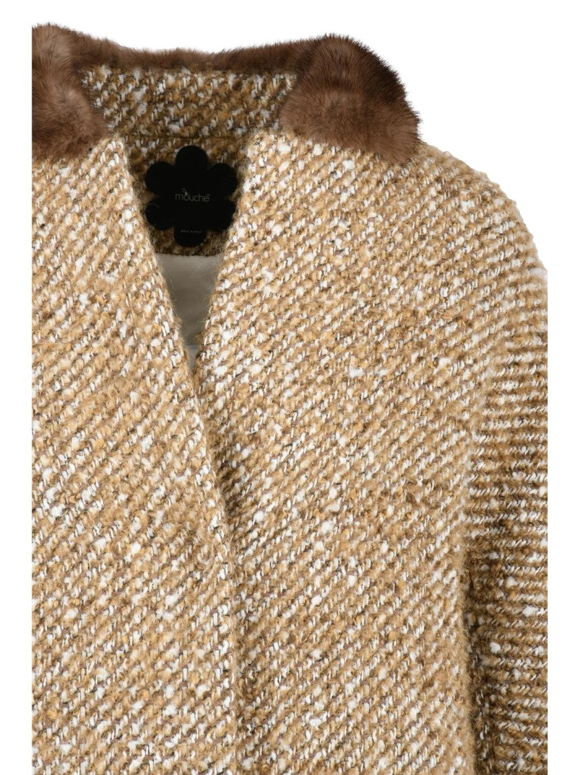 Mouche Beige Virgin Wool Acrylic Polyester Polyamide Coat