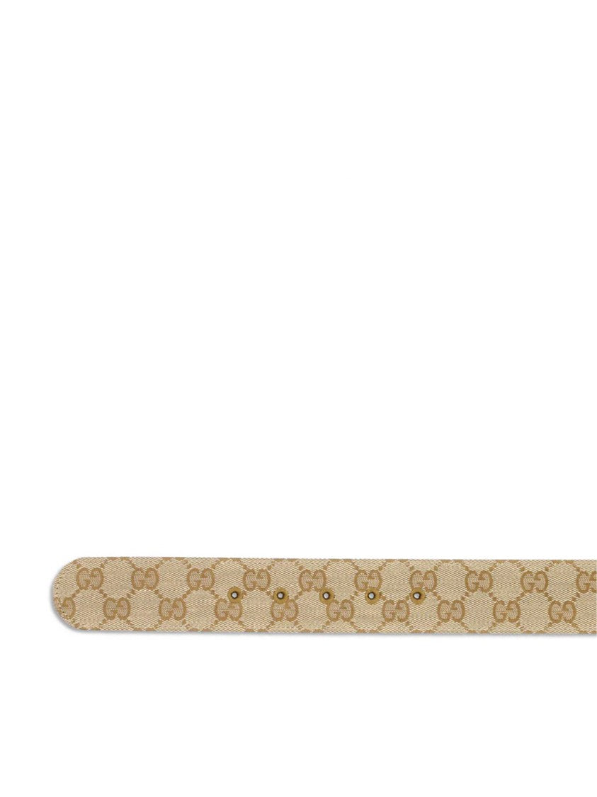 Gucci Beige Interlocking Double-G Pattern Slim Belt
