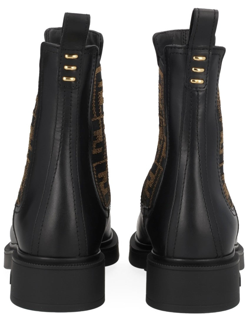 Fendi Thread Smooth Leather Ankle Boots