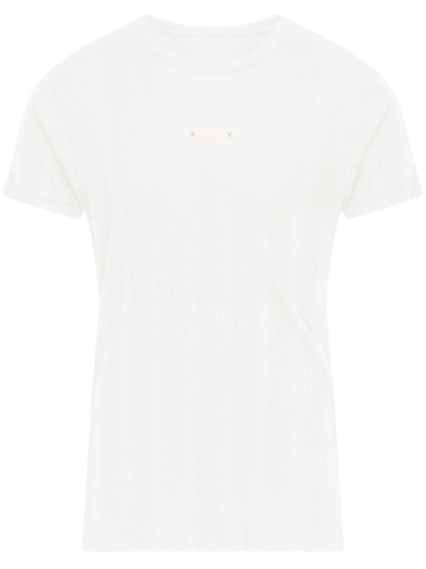 Maison Margiela Minimalist White T-Shirt With Logo Patch