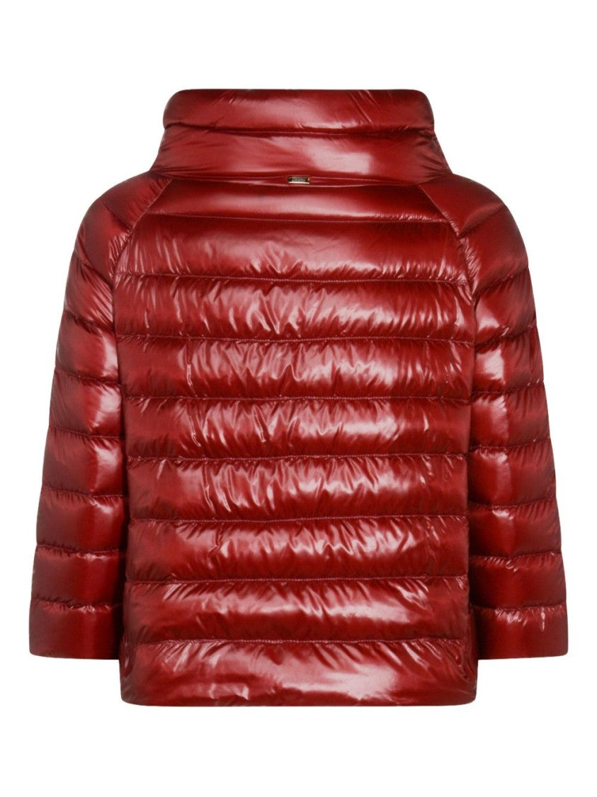 Herno Bordeaux Mini Cape With High Funnel Neck