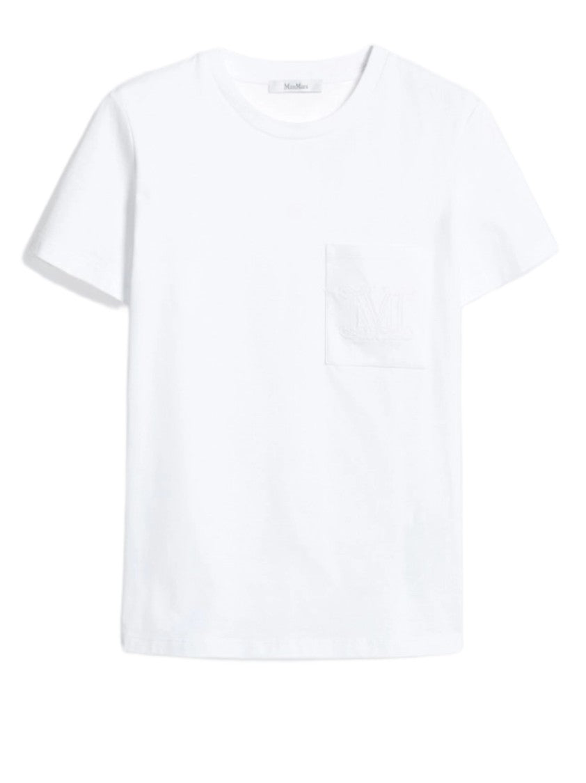 Max Mara White Short-Sleeve T-Shirt With Embossed Pocket Detail