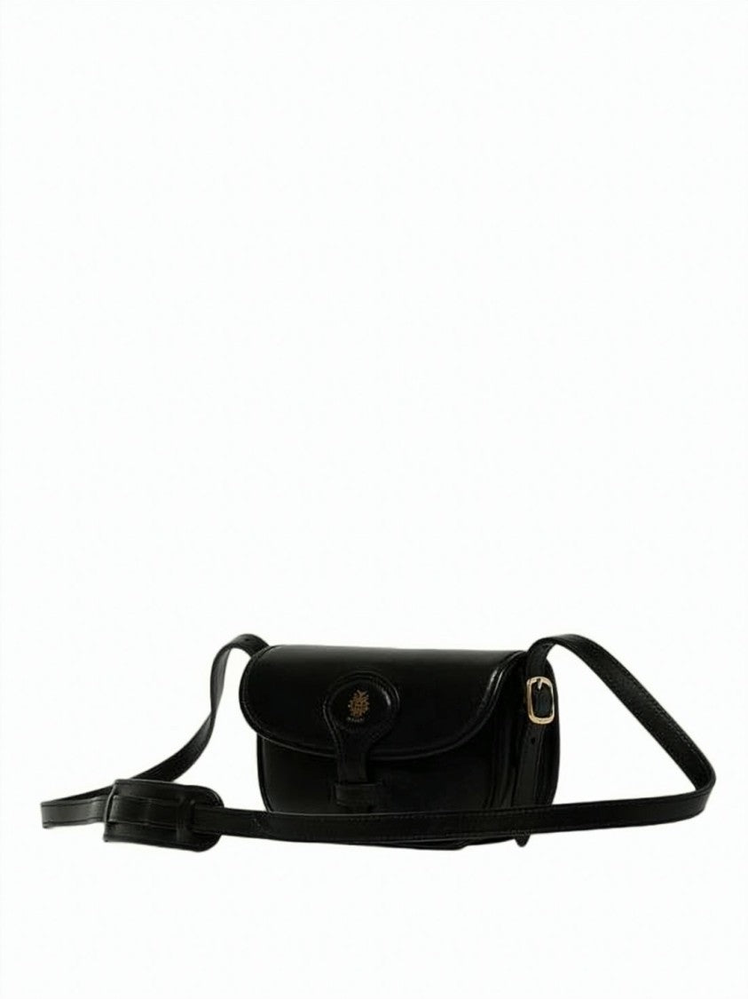 Bally Black Smooth Calf Leather Flap Crossbody Bag