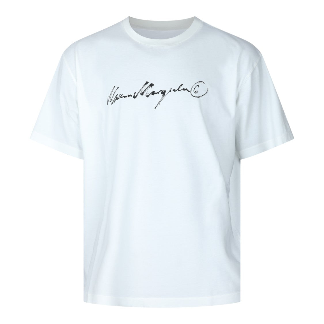Mm6 By Maison Margiela White Cotton Handwritten T-Shirt