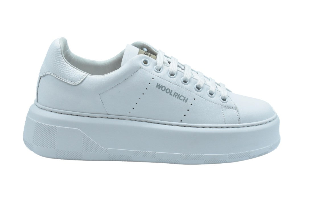 Woolrich White Lace-Up Sneakers With Platform Sole