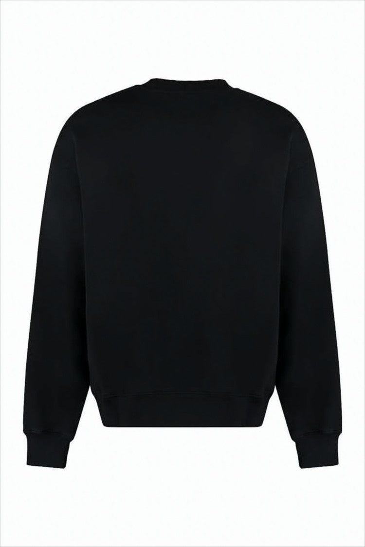Off-White Cropped Black Sweatshirt With Ribbed Detailing