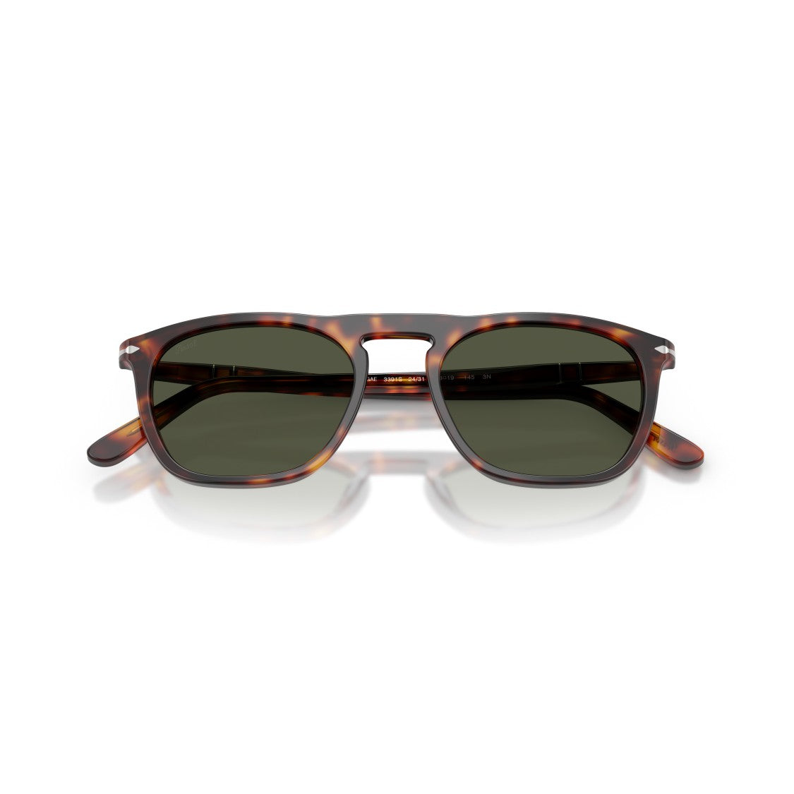Persol 0Po3391s Square Frame Tortoiseshell Acetate Sunglasses With Green Lenses