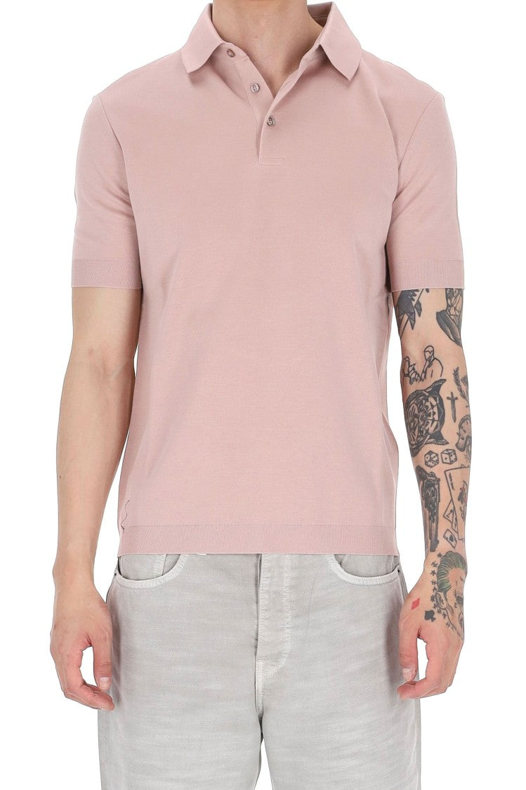 Herno Pink Knit-Effect Cotton Jersey Polo Shirt