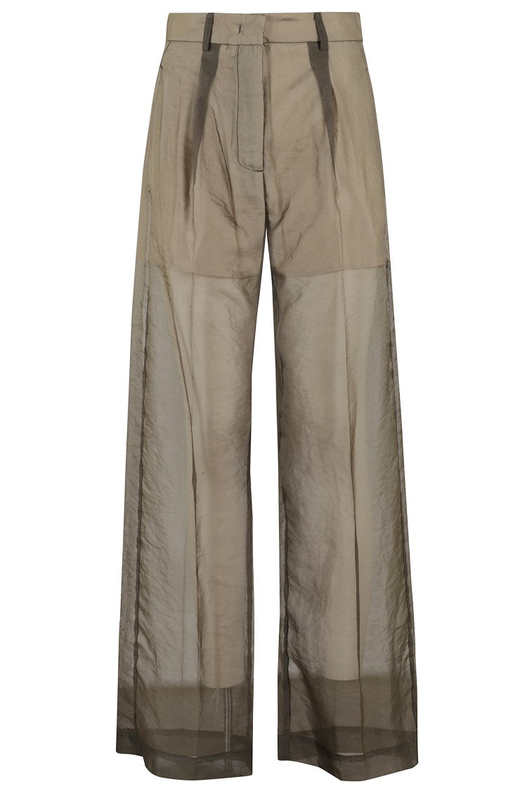 Tela Flowing Green Trousers With Sheer Overlay