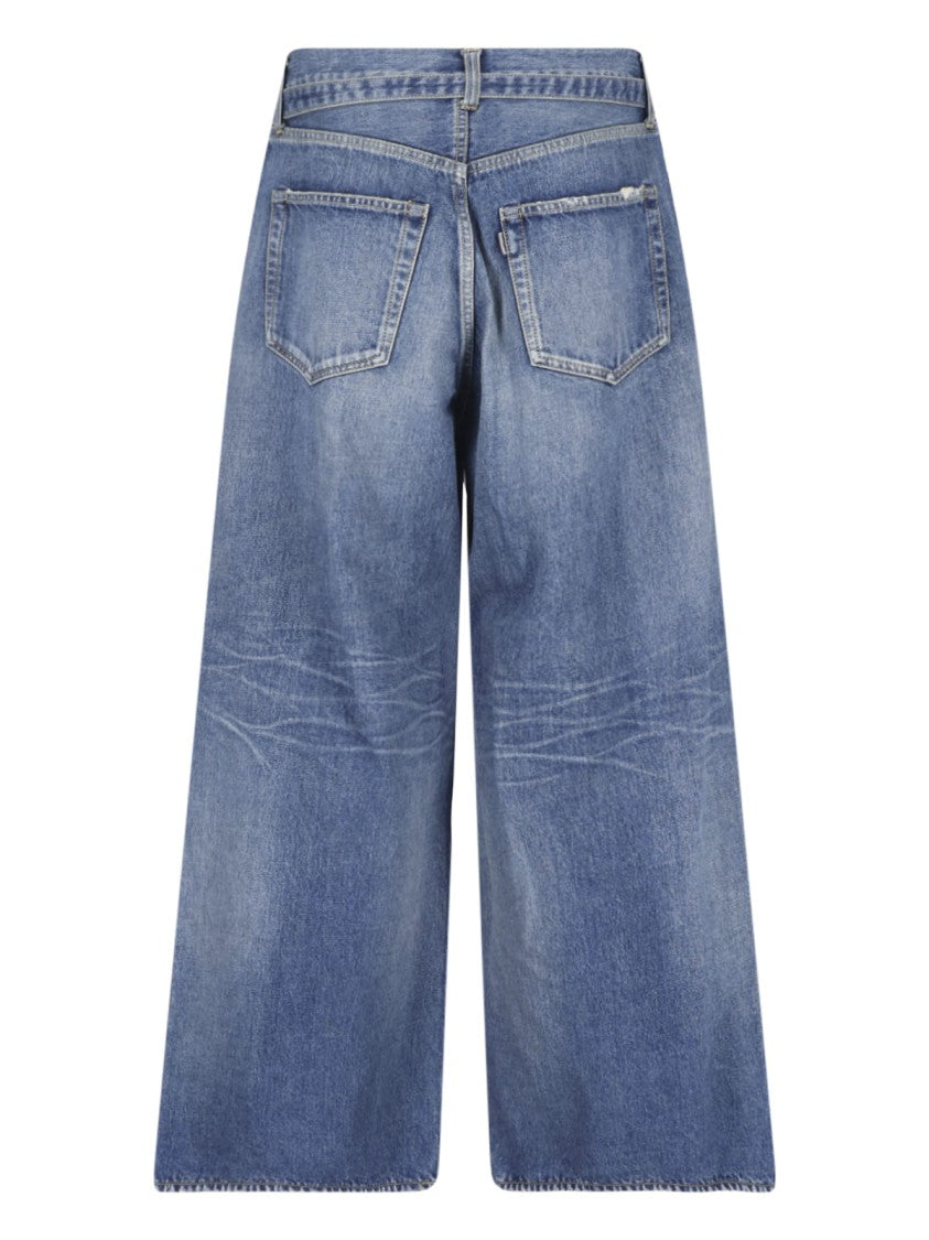 Sacai Wide-Leg Belted Buckle-Fastening Jeans