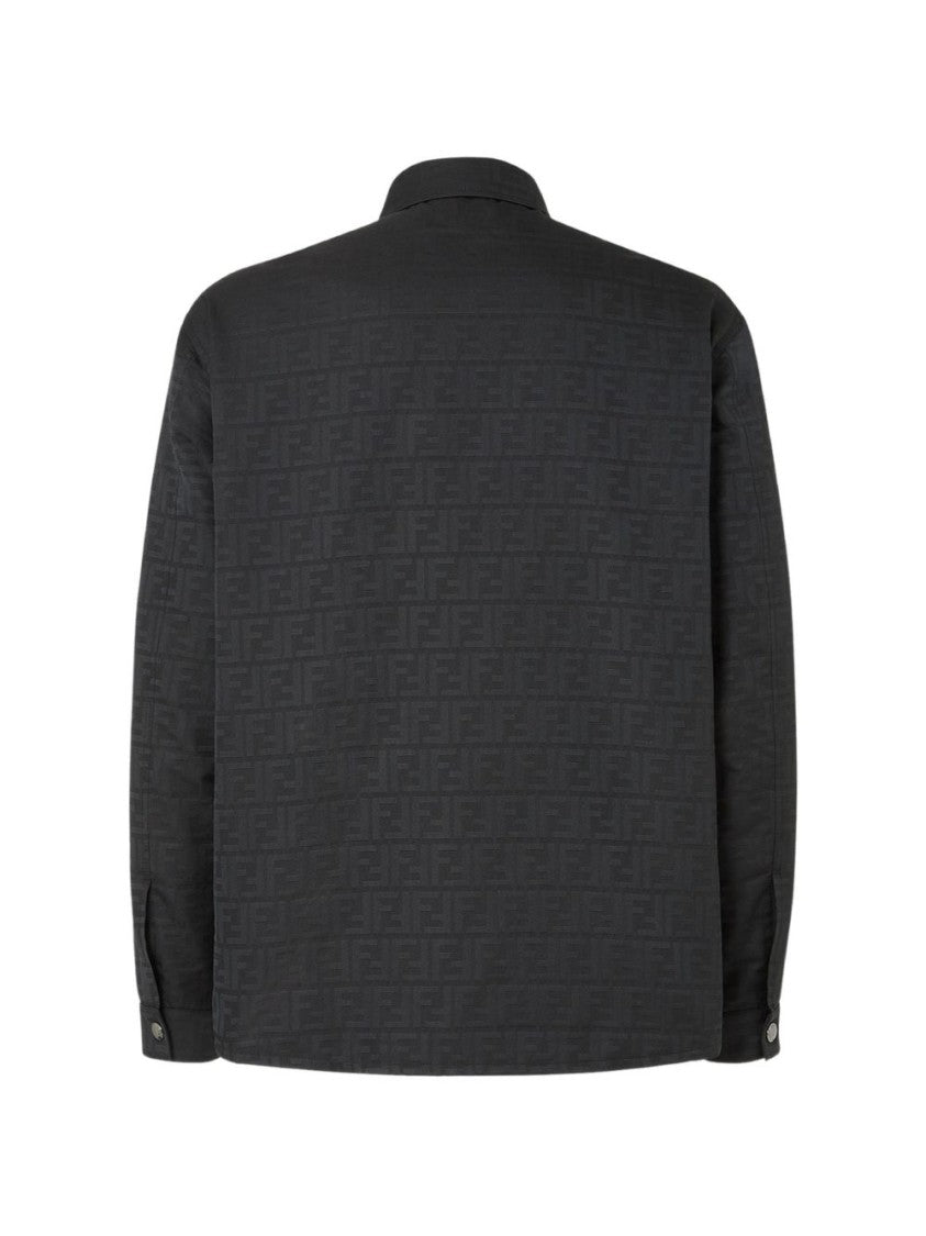 Fendi Casual Black Button-Up Jacket With Embossed Texture