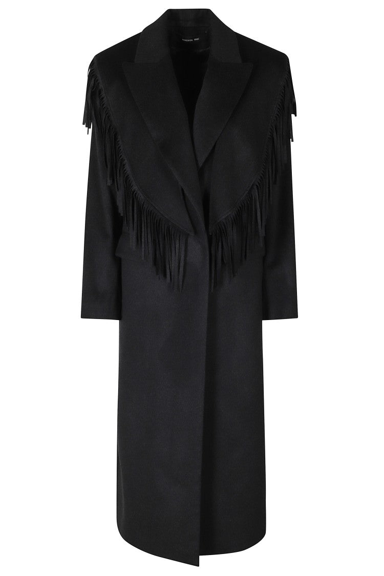 Federica Tosi Anthracite Cape Detachable Wool-Cashmere Coat