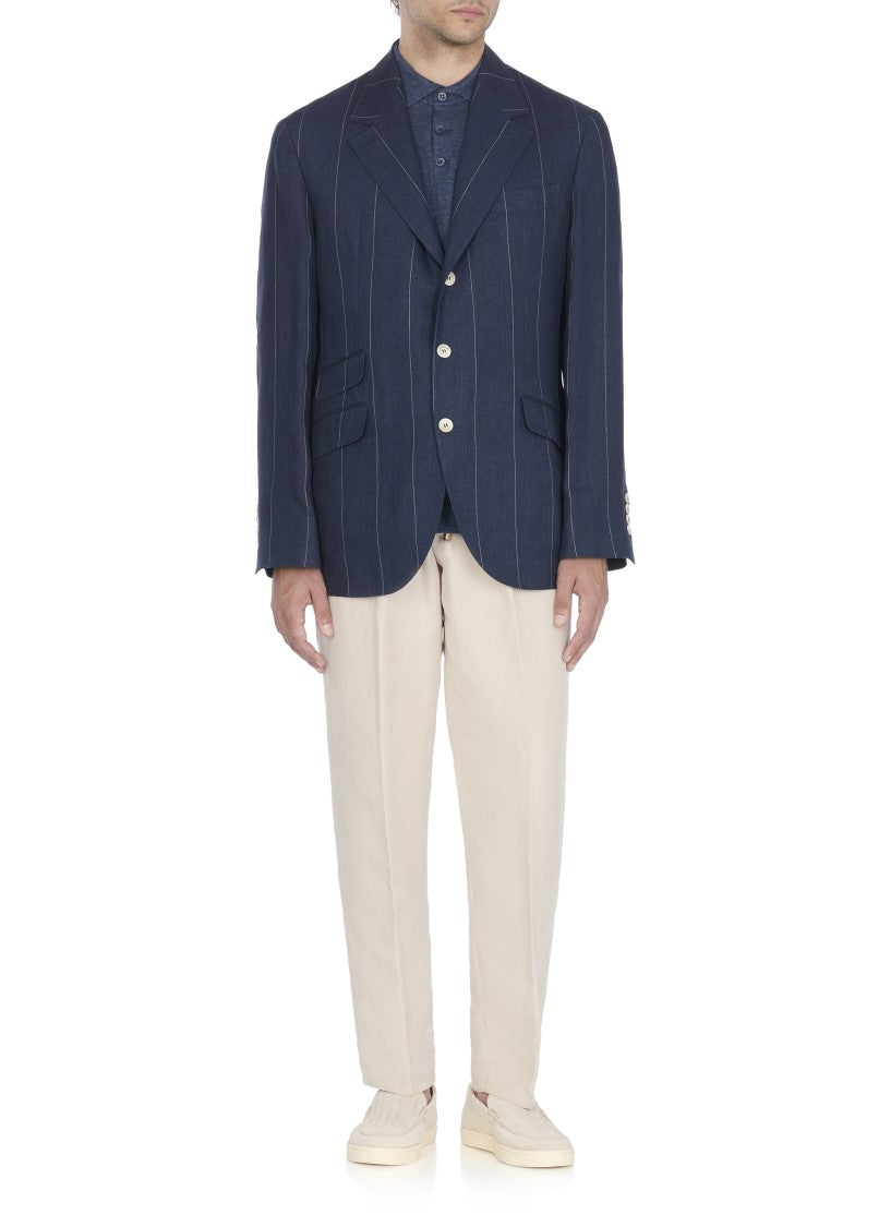 Brunello Cucinelli Tailored Linen Jacket With Classic Lapel