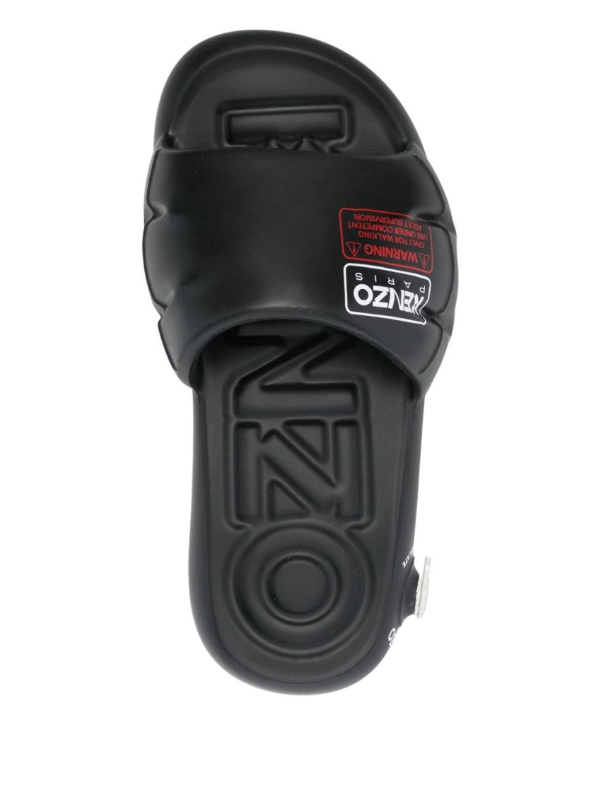 Kenzo Black Round Open Toe Moulded Sandals
