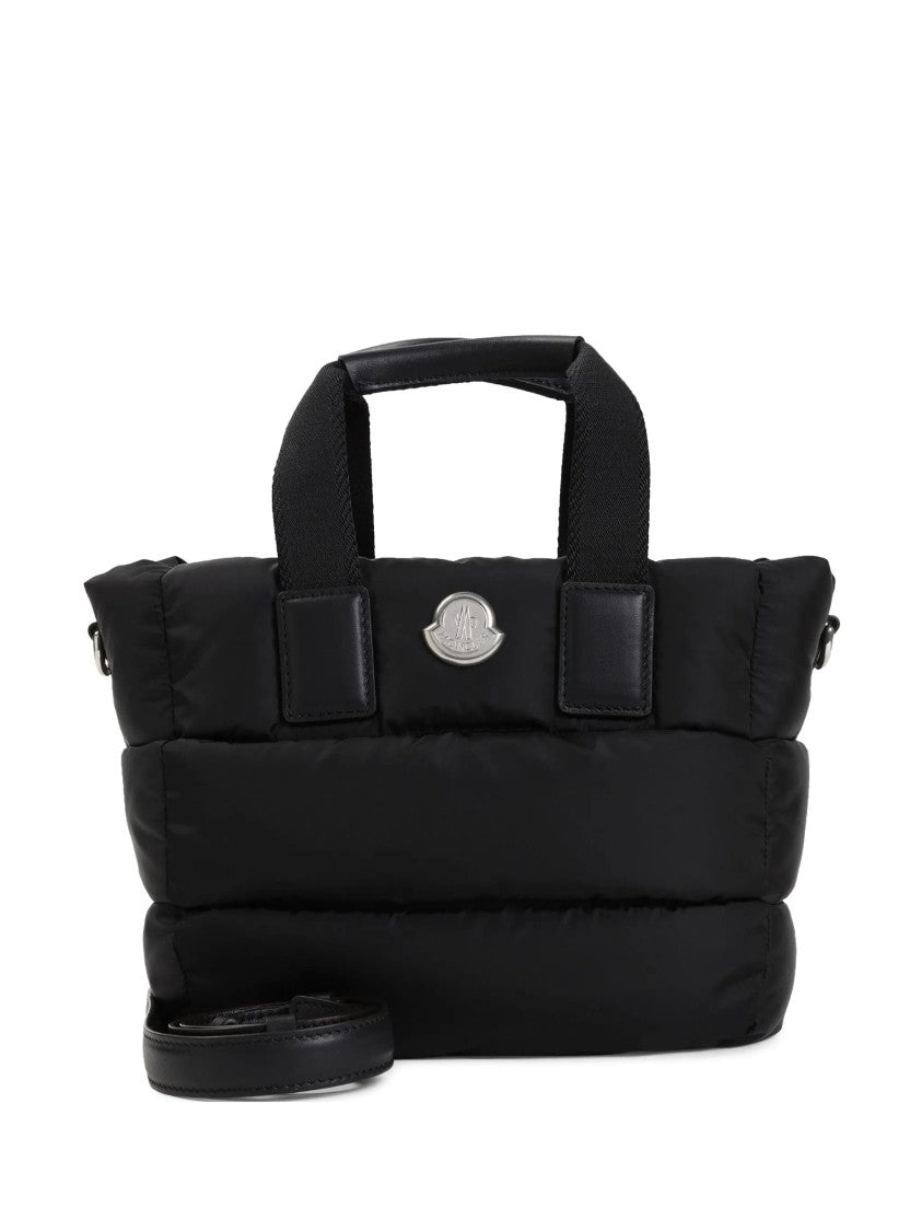 Moncler Compact Quilted Tote Bag With Leather Accents And Adjustable Strap
