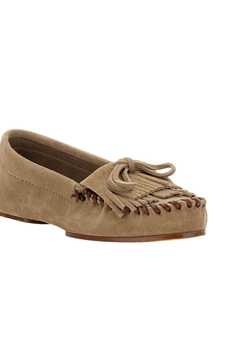 Paris Texas Fringe-Detailed Grey Suede Loafers