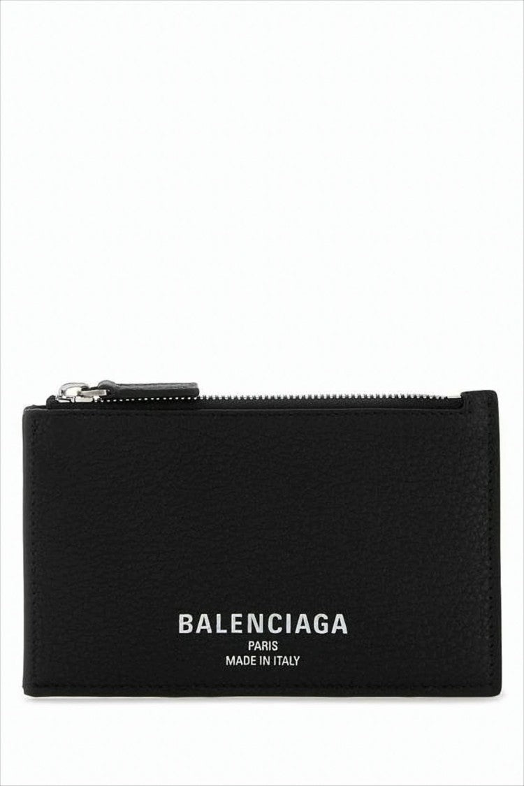 Balenciaga Textured Calf Leather Card Wallet With Subtle Logo
