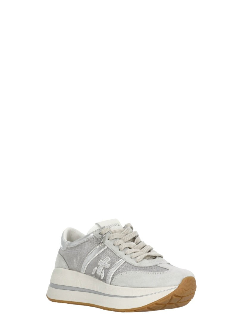 Premiata White Bethcoin 8148 Suede Inserts Sneakers