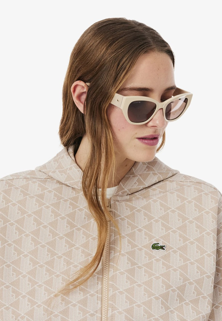 Lacoste Beige Monogram Jacquard Hoodie