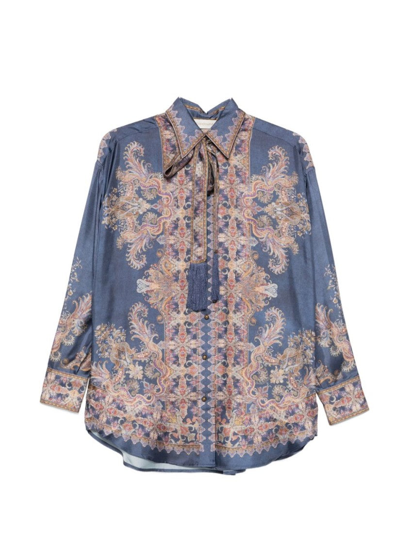 Zimmermann Valiant Placement Print Relaxed Silk Shirt