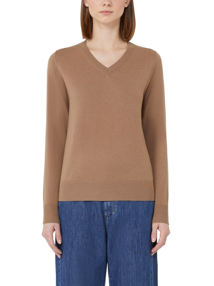 Max Mara V-Neck Wool Sweater With Ribbed Detailing