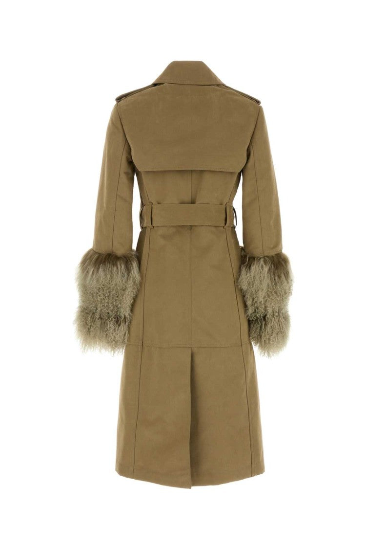 Burberry Khaki Cotton Blend Trench Coat