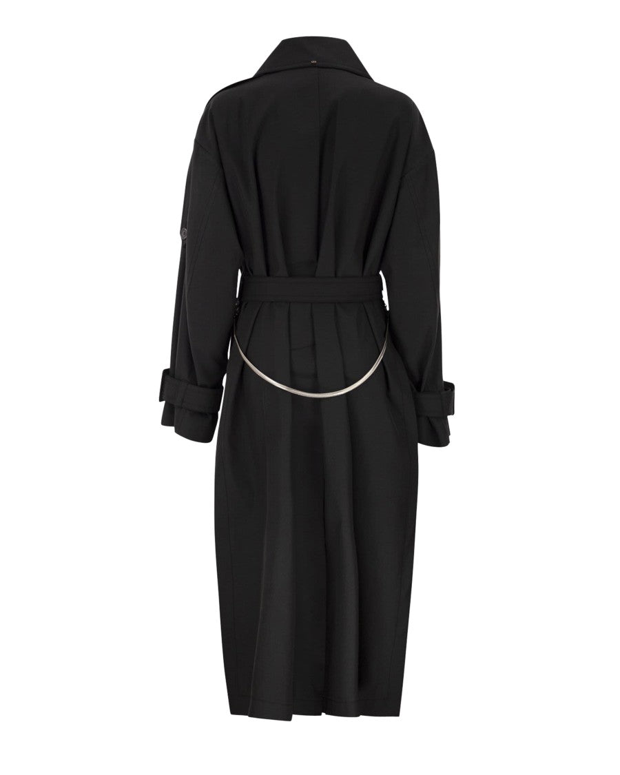 Sportmax Black Water Repellent Twill Trench