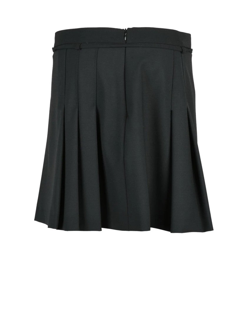 Marella Sport Pleated Black Mini Skirt With Tailored Waistband