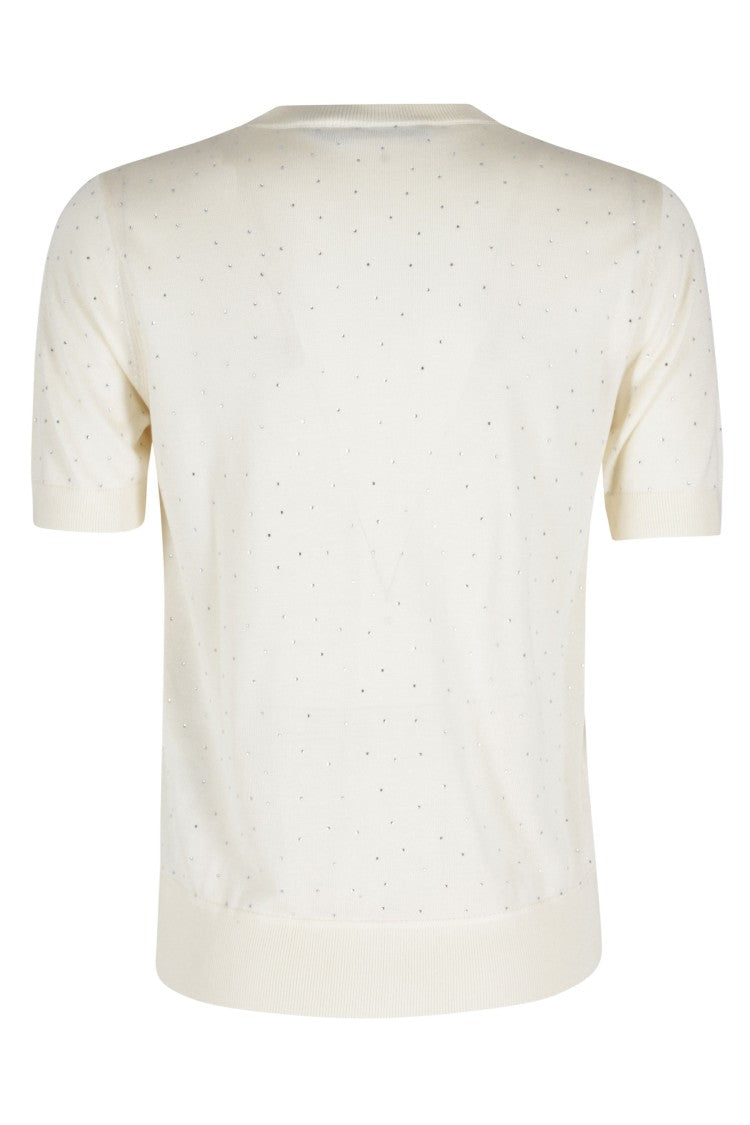 Seventy Ivory Polka-Dot Short-Sleeve Viscose Knit Top