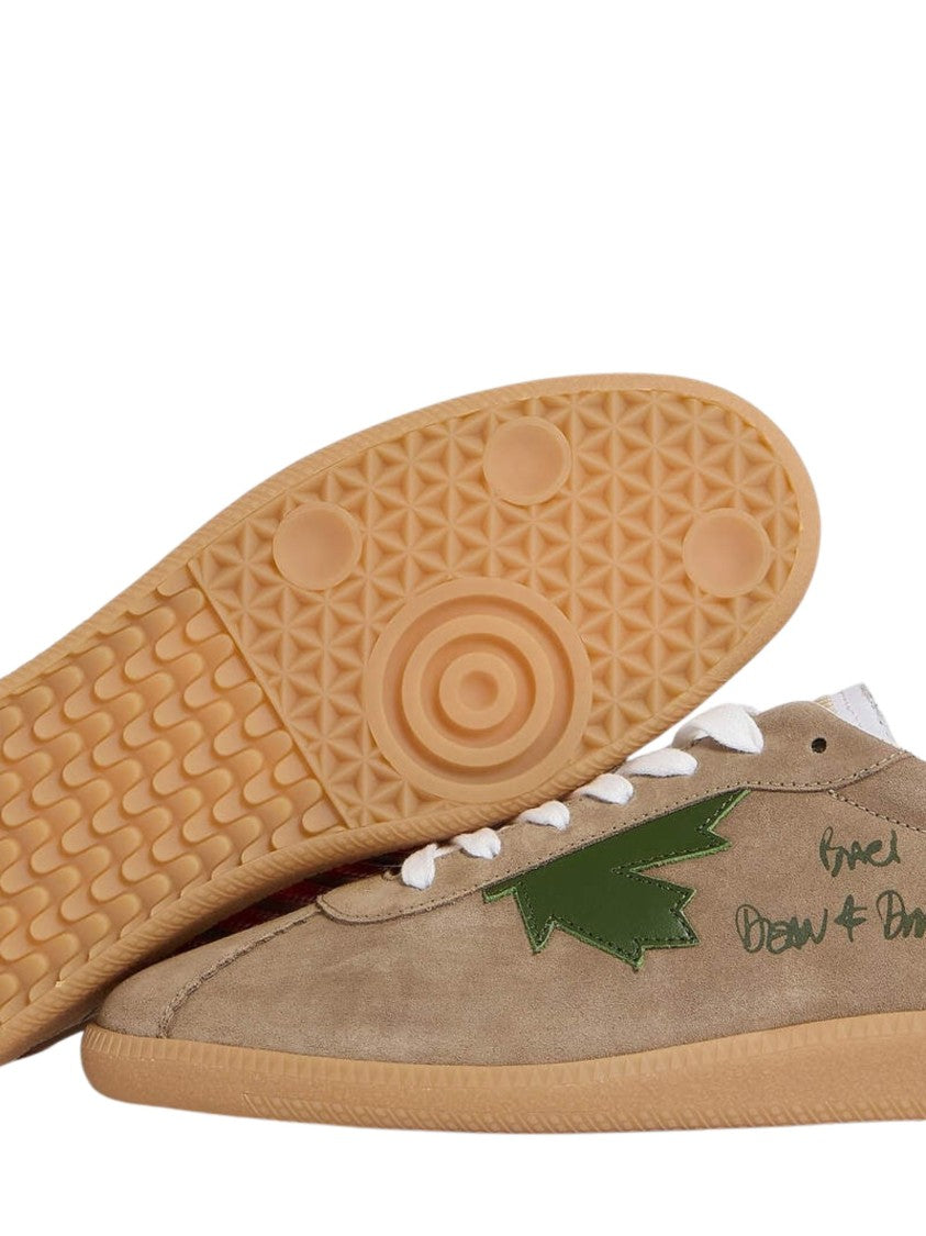Dsquared2 Beige Suede Low-Top Sneakers With Asymmetrical Heel Tabs