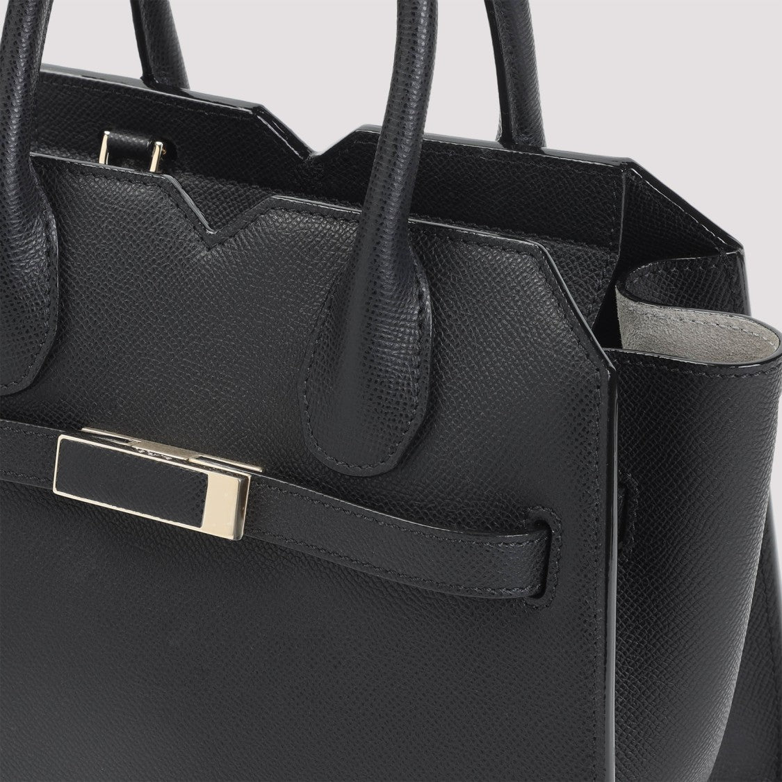 Valextra Black Calf Leather Milano Mini Handbag