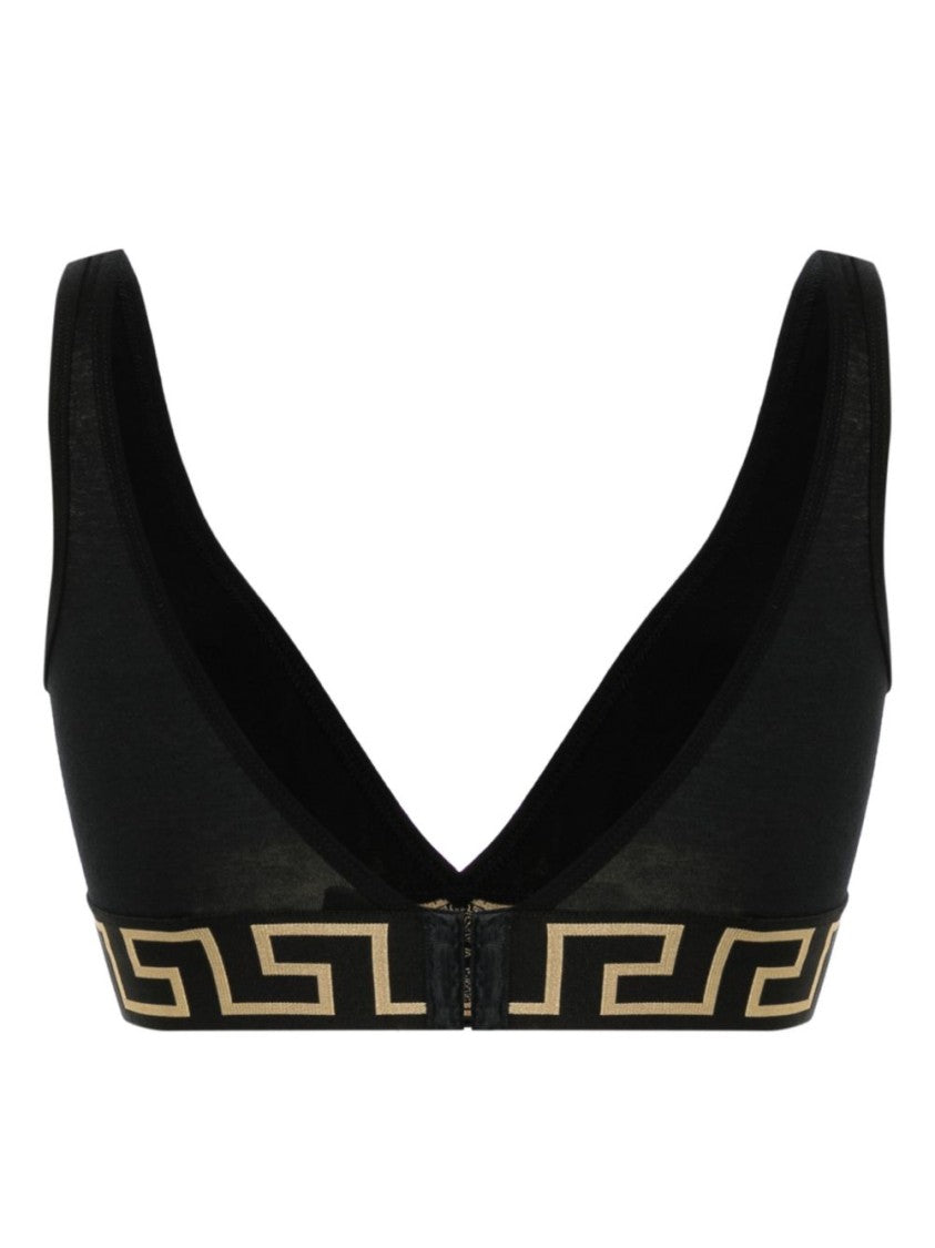 Versace Black Gold-Tone Plunging V-Neck Tank Top