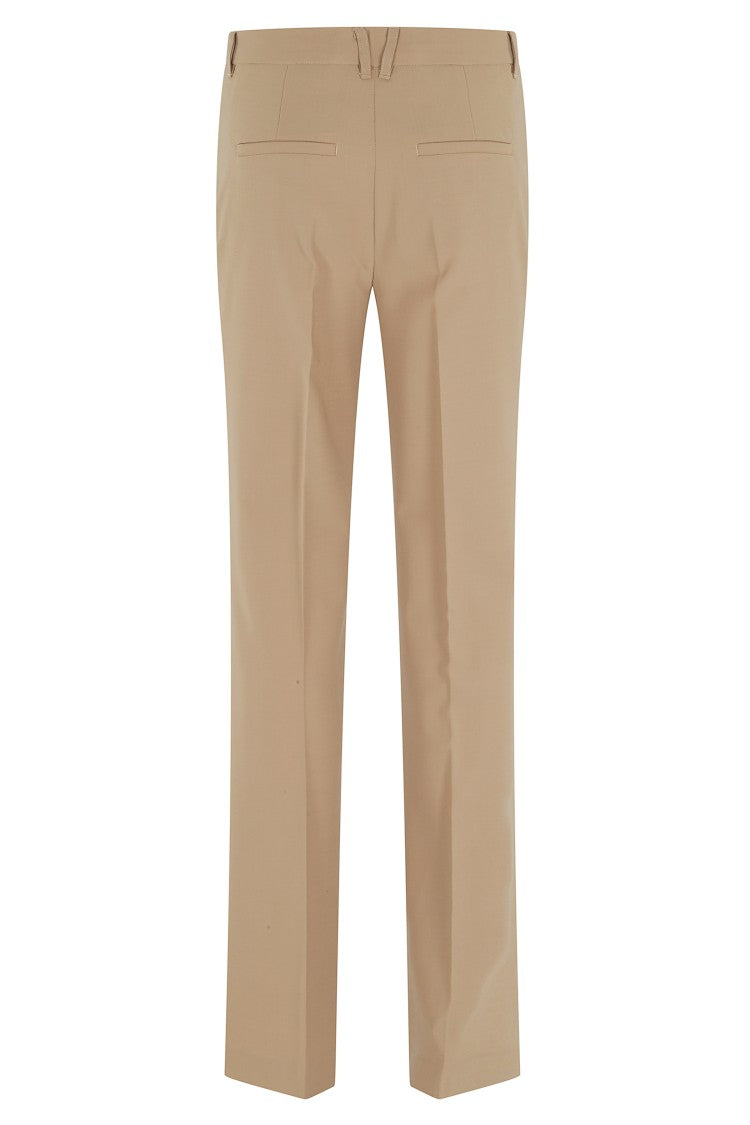 Semi Couture Beige Gitana Straight-Leg Wool-Blend Formal Pants