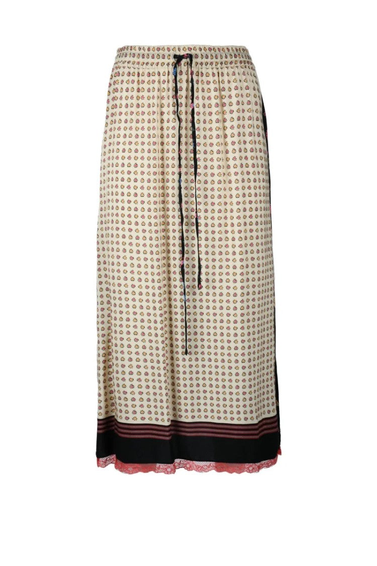 Semi Couture Black Patterned Viscose Midi Skirt