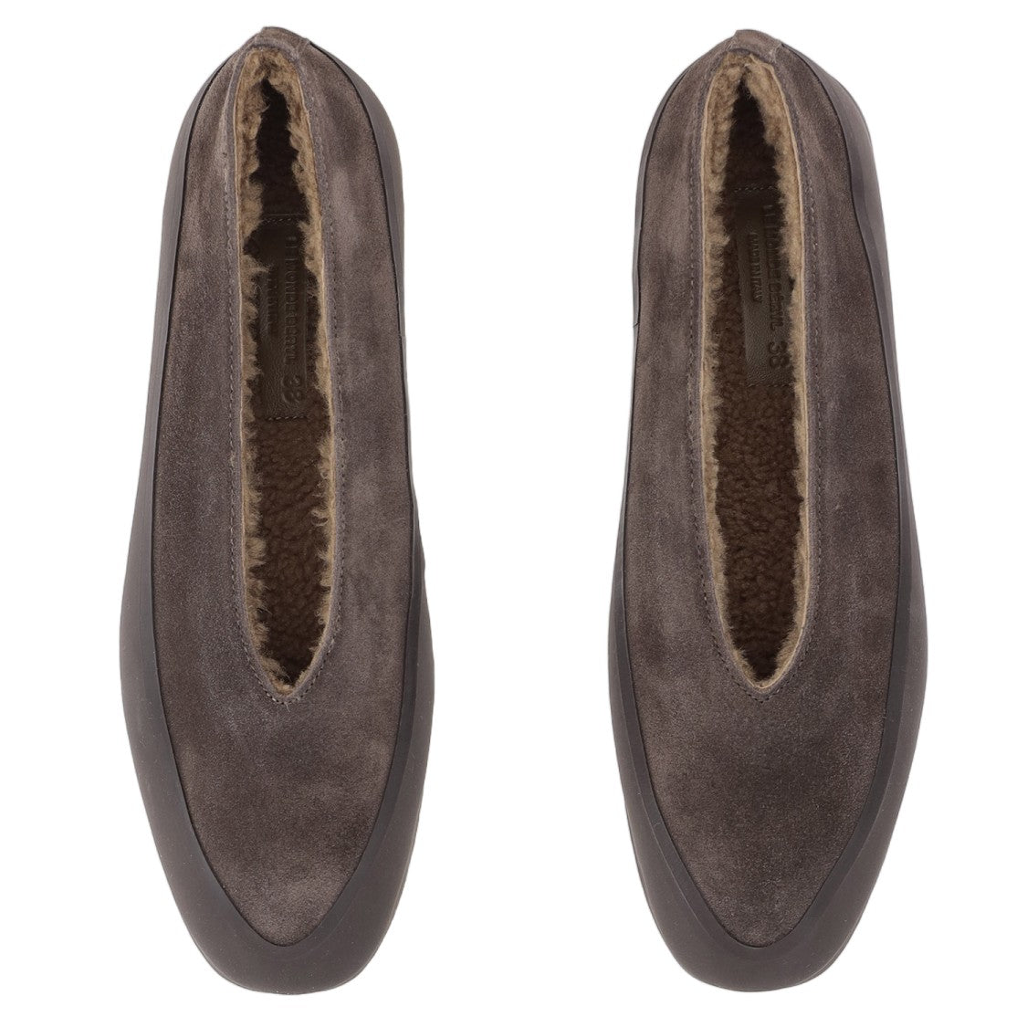 Le Monde Béryl Tapered Toe Suede Flats With Shearling Lining
