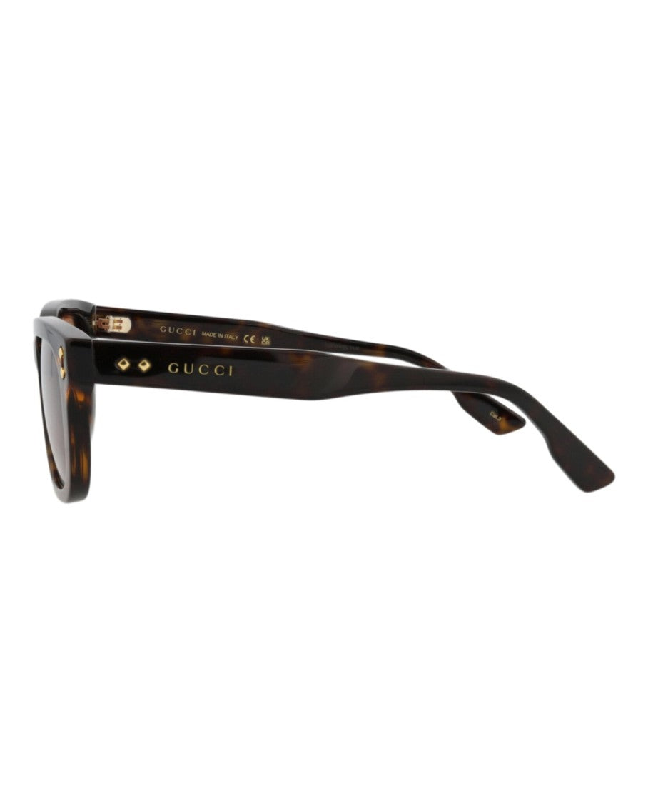 Gucci Square-Frame Recycled Acetate Sunglasses With Gold Accents