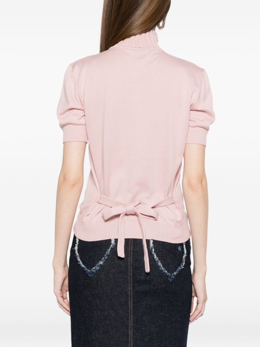 Moschino Light Pink Ribbed Side Tie Sweater