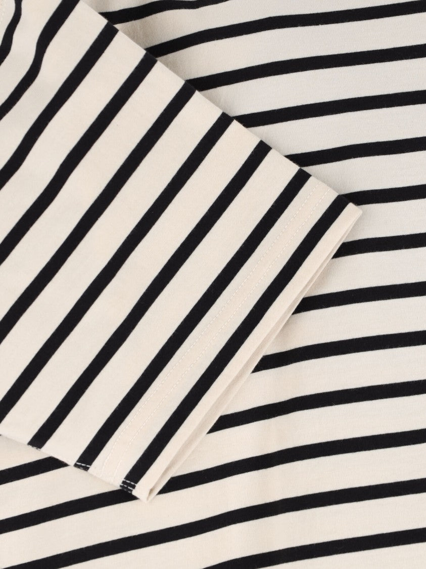 Junya Watanabe Cream Horizontal Stripe Cotton T-Shirt