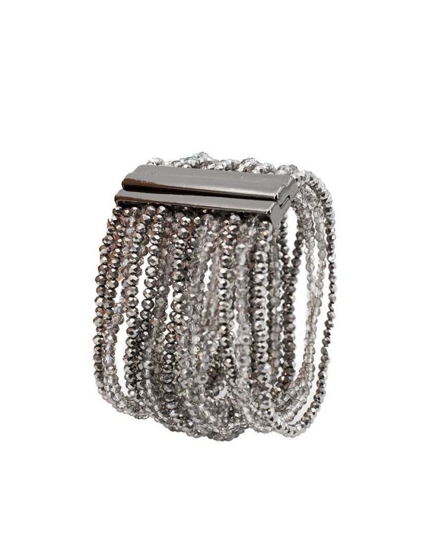 Antonelli Grey Beaded Bracelet With Metallic Clasp
