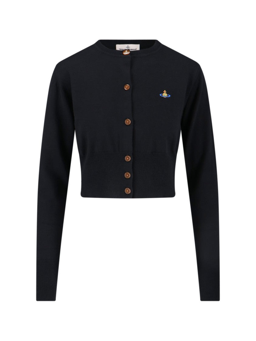 Vivienne Westwood Black Bea Cropped Logo Cardigan