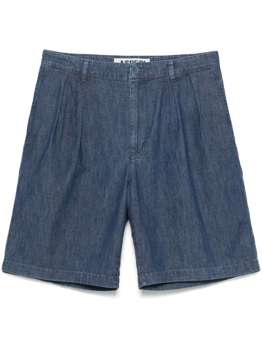 Aspesi Indigo Blue Shorts With Classic Pocket Design