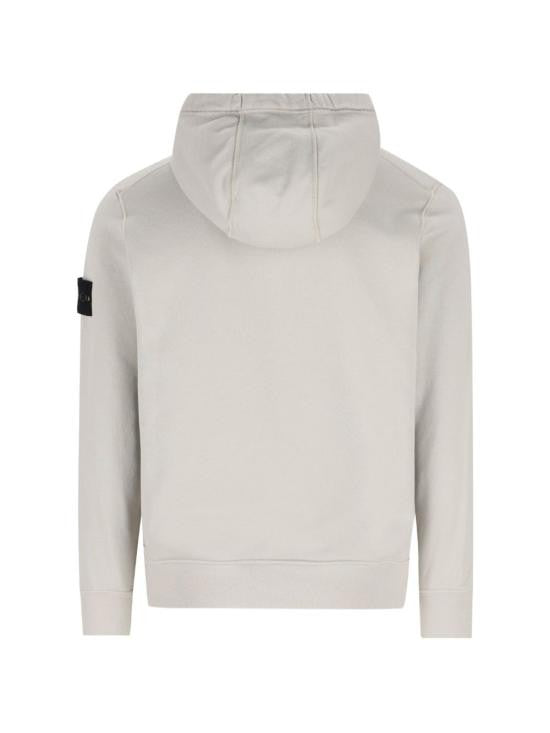 Stone Island Organic Cotton Fleece Zip-Up Hoodie With Distinctive Sleeve Patch