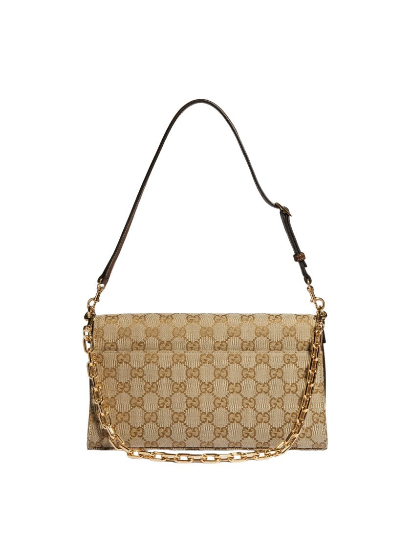 Gucci New Horsebit Sand Brown Gg Canvas Shoulder Bag